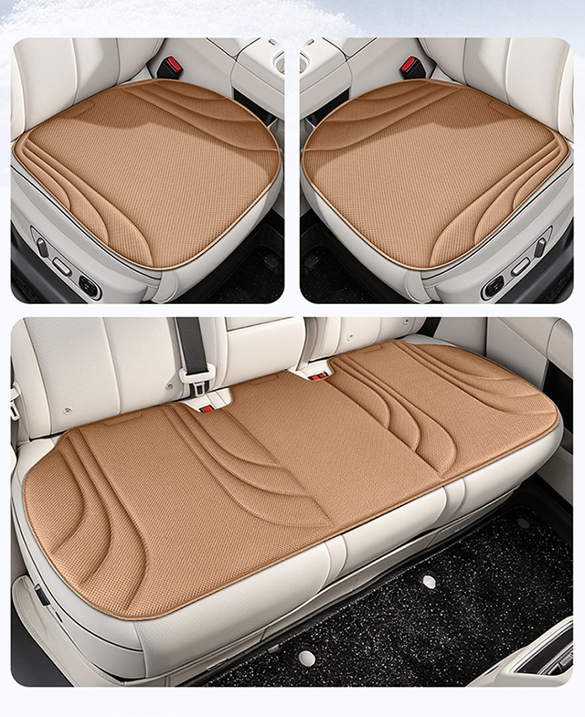Car Seat Cushion Seaweed Fiber Seat Cover Set, No-Tie Three-Piece Set, Thickened Seat Cushion Cover, Non-Slip and Breathable for Car Use