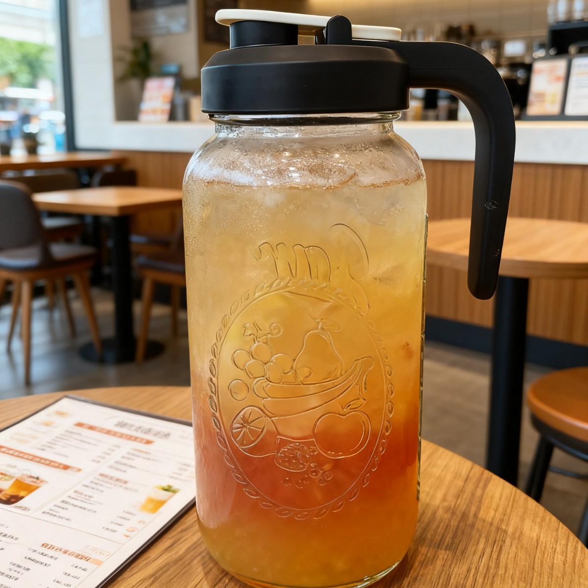 现货厂家批发跨境64oz玻璃瓶饮料瓶果汁瓶带手柄盖子宽口梅森罐