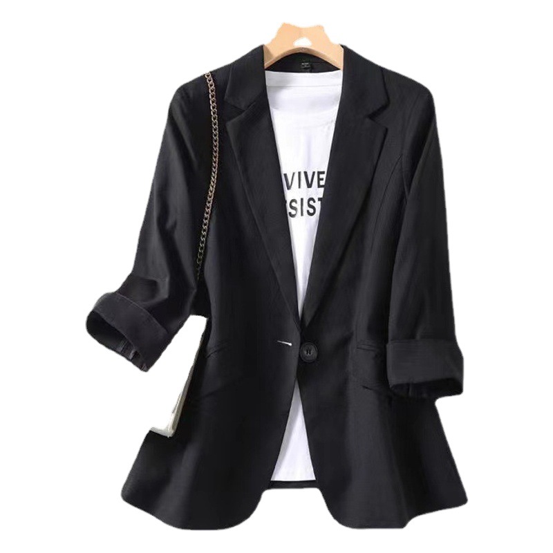 2023新型春夏の薄いスーツのコートの女性七分袖夏の新しい気質のスーツの上着の女性