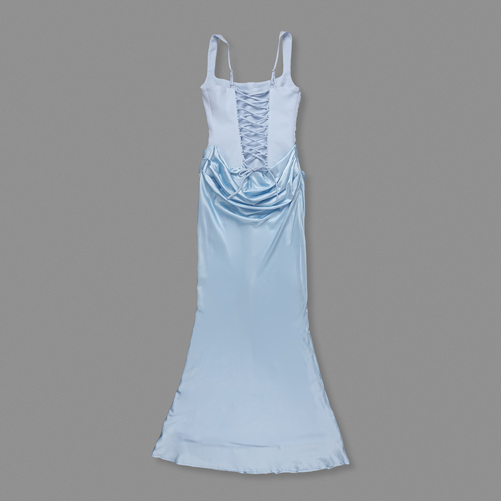 Women's Clothing Bridesmaid Dress Style Drawstring Design Pleated Draped Sexy A-Line Evening Gown For Formal & Casual For Women_ecoleips.com