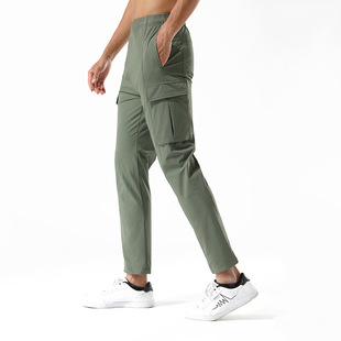 Amazon Men's Quick-drying Pants Workwear Pocket Straight Leg Pants Solid Color Mountaineering Outdoor Casual Trousers