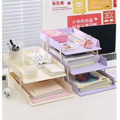 ins风A4纸书本办公收纳架学生试卷整理架 多层折叠桌面文件收纳盒