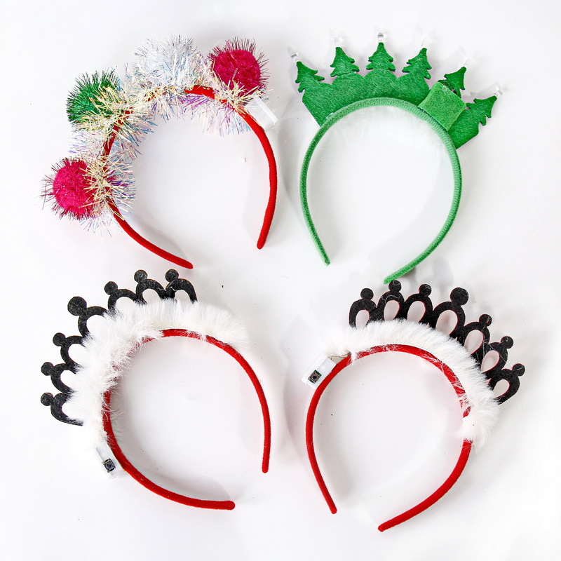 Amazon transfronterizo Navidad decoración de fiestas de cabello hebilla corona sombrero árbol de Navidad bola de oro brillante banda de cabeza
