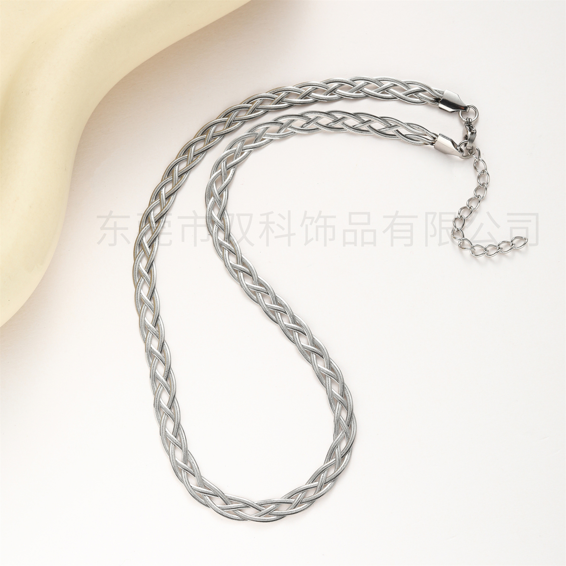 创意个性编织不锈钢项链4股编网状时尚百搭小众设计感推密链