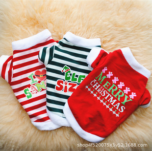 Factory Direct Sales Christmas New Dog Clothes New Year Christmas Style Stripesd Terry Sweatshirt