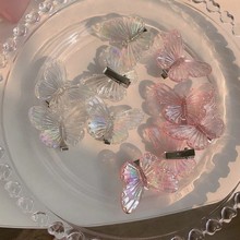 人鱼姬色蝴蝶结发夹春夏彩色透明侧边夹新款仙气飘飘女编发头饰品