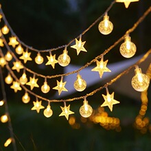 LED星星灯太阳能灯串节日彩灯户外露营帐篷氛围小夜灯圣诞装饰灯