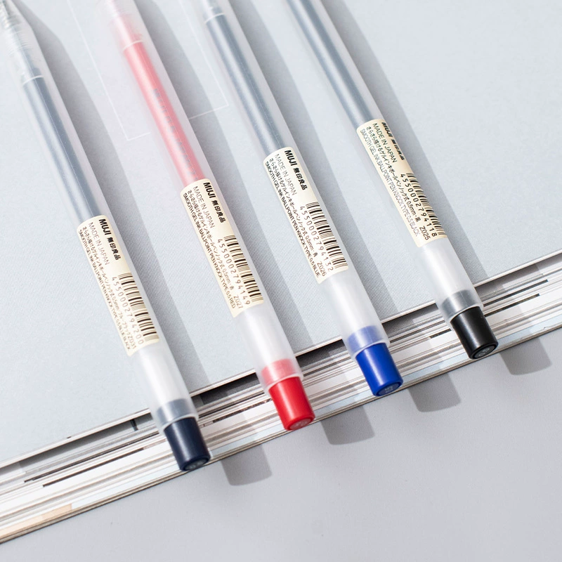 Роллерстикская ручка Muji гелиевая 0.5 мм, чернила черного цвета, дизайн удобный для студентов