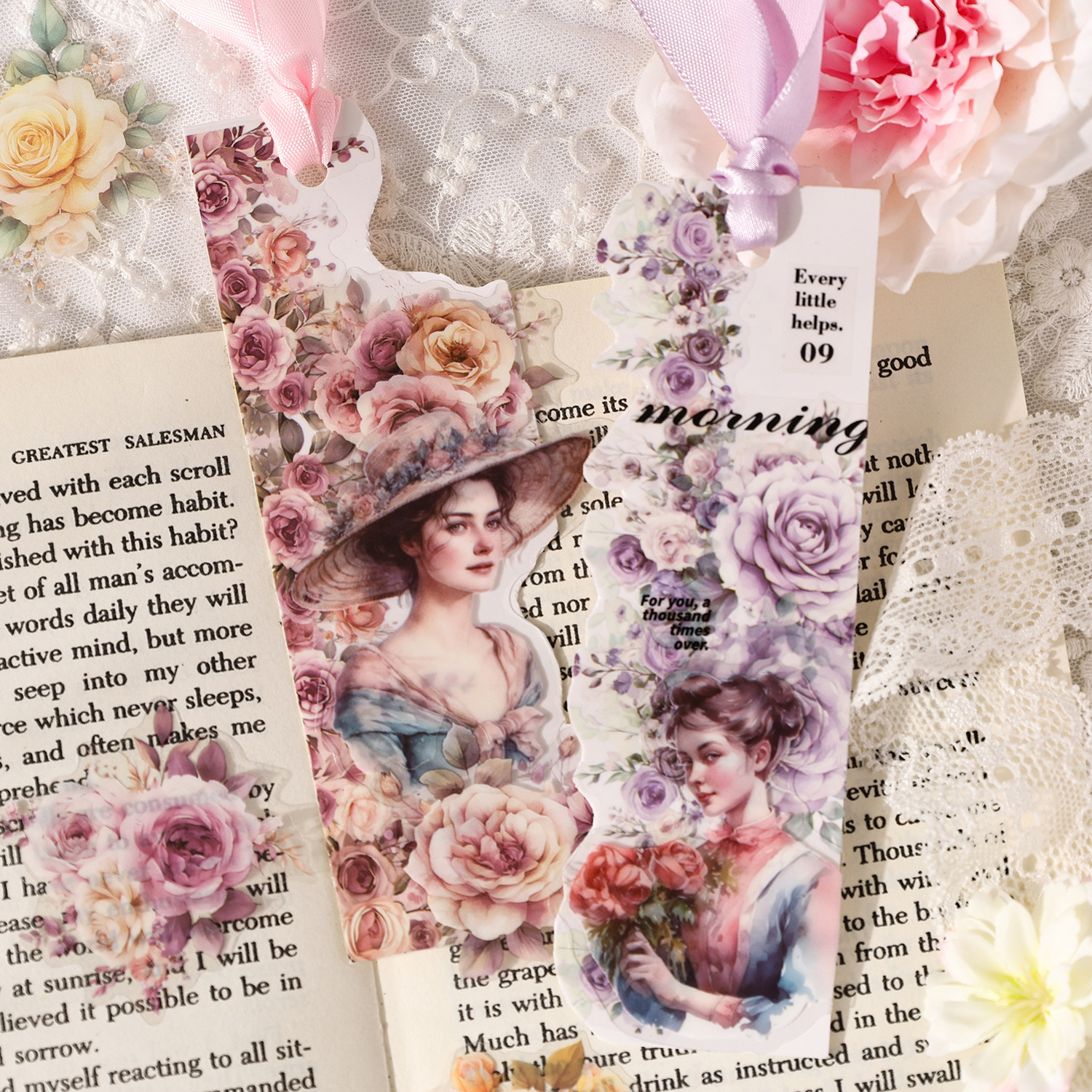 Yuanshan Huadai Series Pet transparente flor impermeable etiqueta de cuenta manual etiqueta de material de decoración de cuenta manual de bricolaje transfronterizo