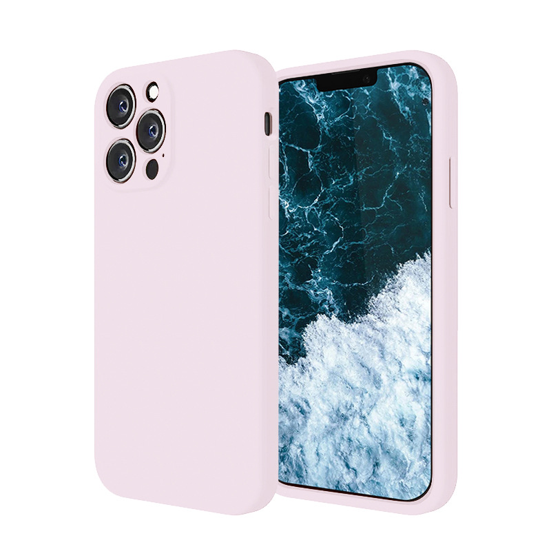 Funda de silicona líquida para Apple 14PRO, anticaídas, protección completa de la lente, funda de silicona IP14PM con orificios precisos