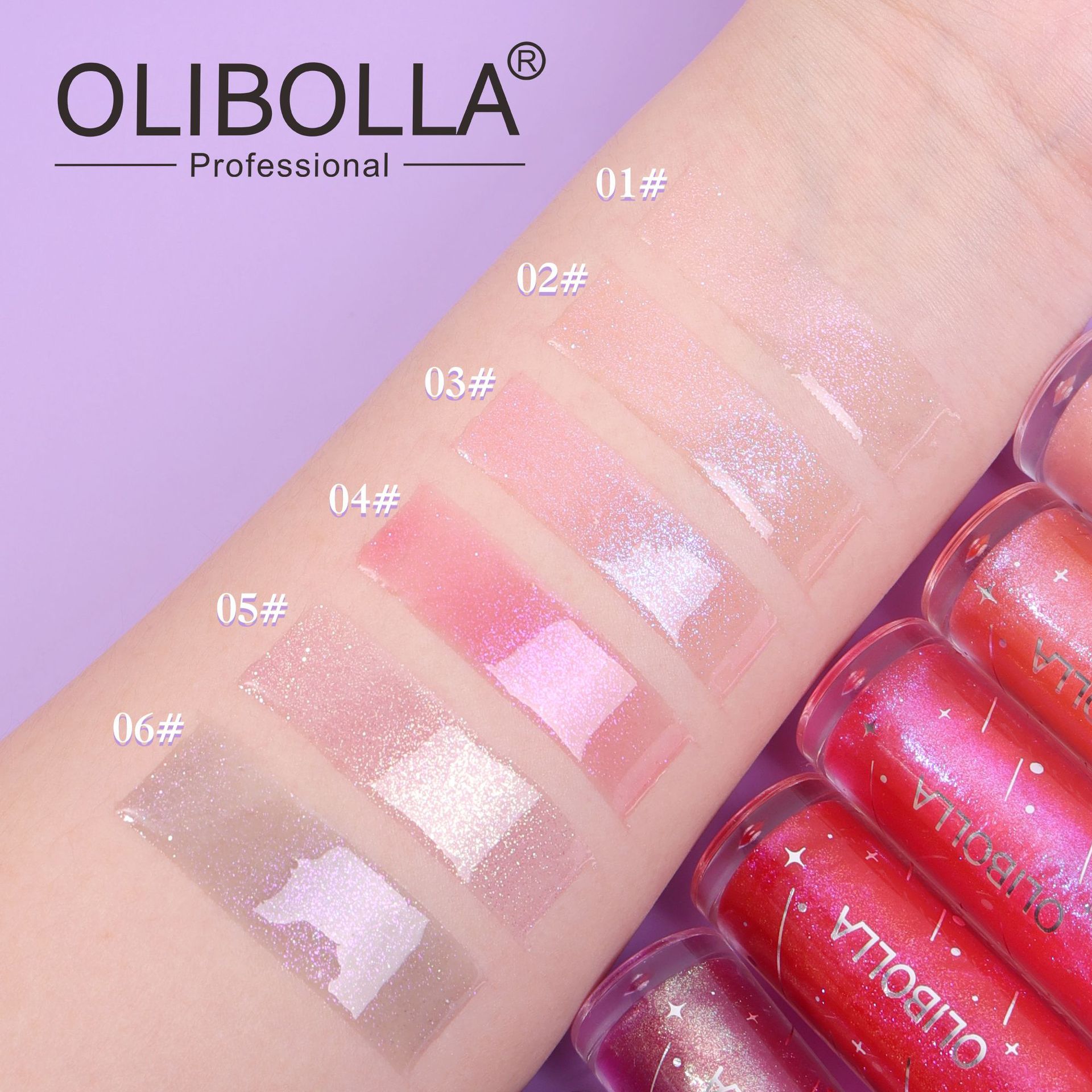 OLIBOLLA agua brillante brillo multicolor esmalte labial sin taza humectante espejo labial brillo labial al por mayor lápiz labial