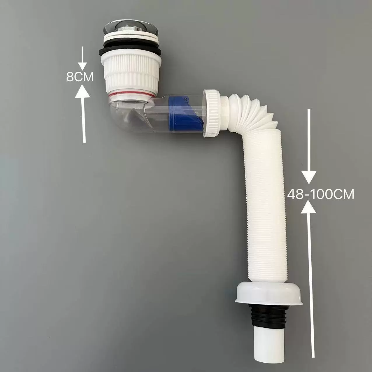 Горизонтальный дренажный водоем для умывальника против запаха