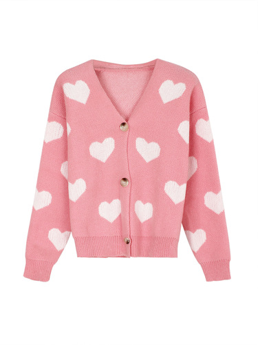 European and American origin sweaters, women's long-sleeved cardigan, Valentine's Day love pattern sweater