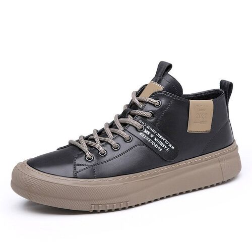 men's shoes spring men's new breathable fashionable shoes all-matching soft sole sports trend casual leather shoes black