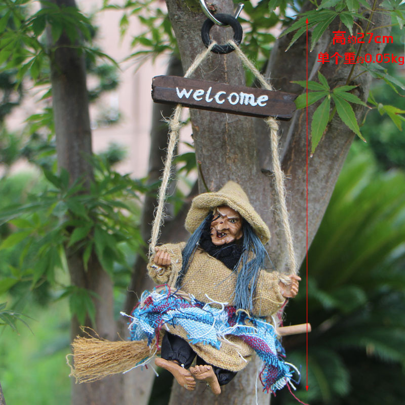 Colgante de puerta de escoba de bruja de Halloween transfronterizo Bar KVT Decoración de la escena de la fiesta del centro comercial Colgante de la casa