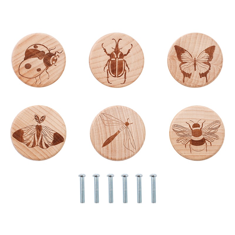 Amazon Cross-border retro animal impresión cajón manija madera mejoras para el hogar accesorios escritorio cajón juego de perillas