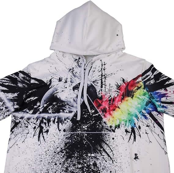 Europa y América AliExpress venta caliente en contraste color águila graffiti impresión 3D hombres calle alta suelta suéter con capucha sudadera