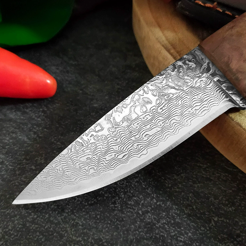 Cross-border special hard Damascus steel folding multi-use small knife fruit knife outdoor eating mutton peeling portable knife