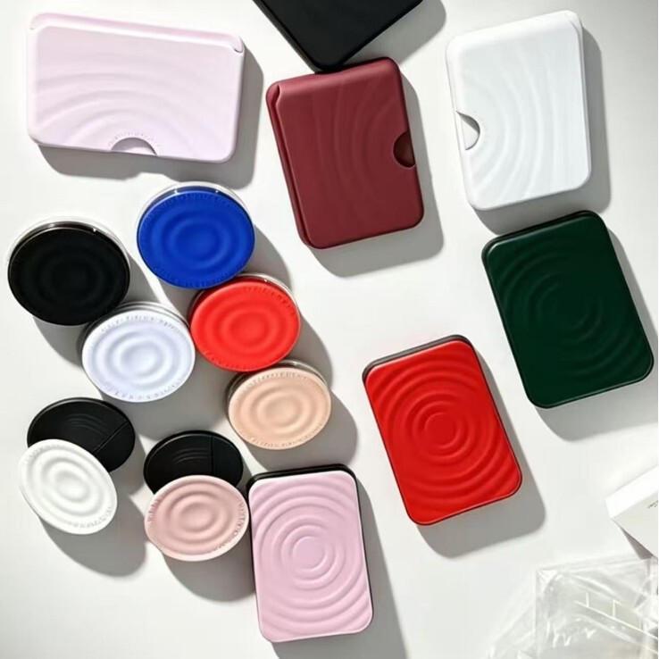 Solid-color, minimalist liquid silicone Apple magnetic stand, wave-patterned foldable magnetic stand, silicone cardholder stand
