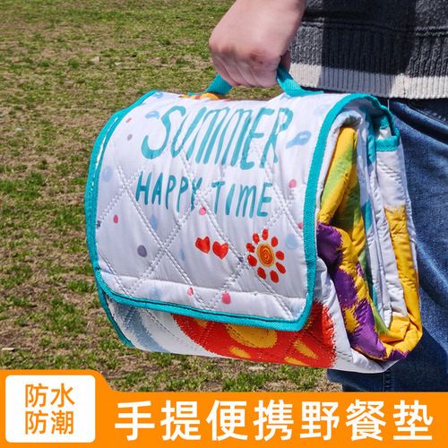 Ultrasonic picnic mat with thick tent outdoor mat waterproof and moisture-proof mat portable foldable lawn camping mat