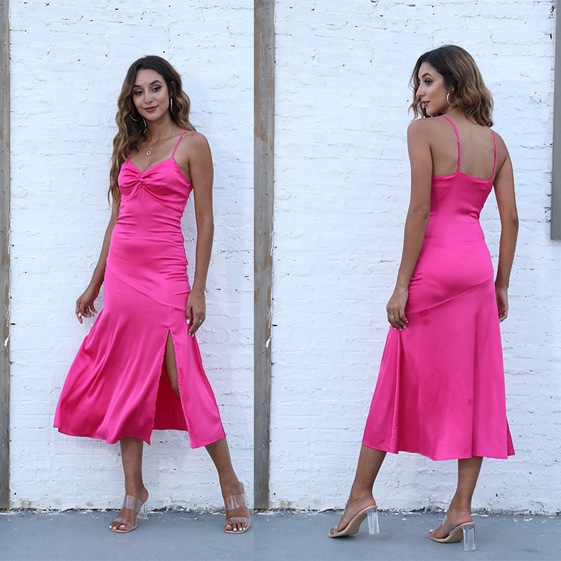 Vestido de tirantes de verano de comercio exterior europeo y americano de las mujeres transfronterizo nuevo vestido sexy con cuello en V vestido largo al por mayor image 2