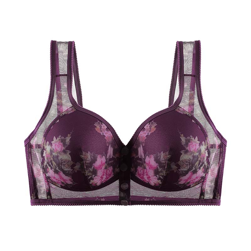 Sujetador de mediana edad y ancianos antiflacidez estilo chaleco fino transpirable sujetador de mujer hebilla delantera malla ropa interior de madre verano femenino