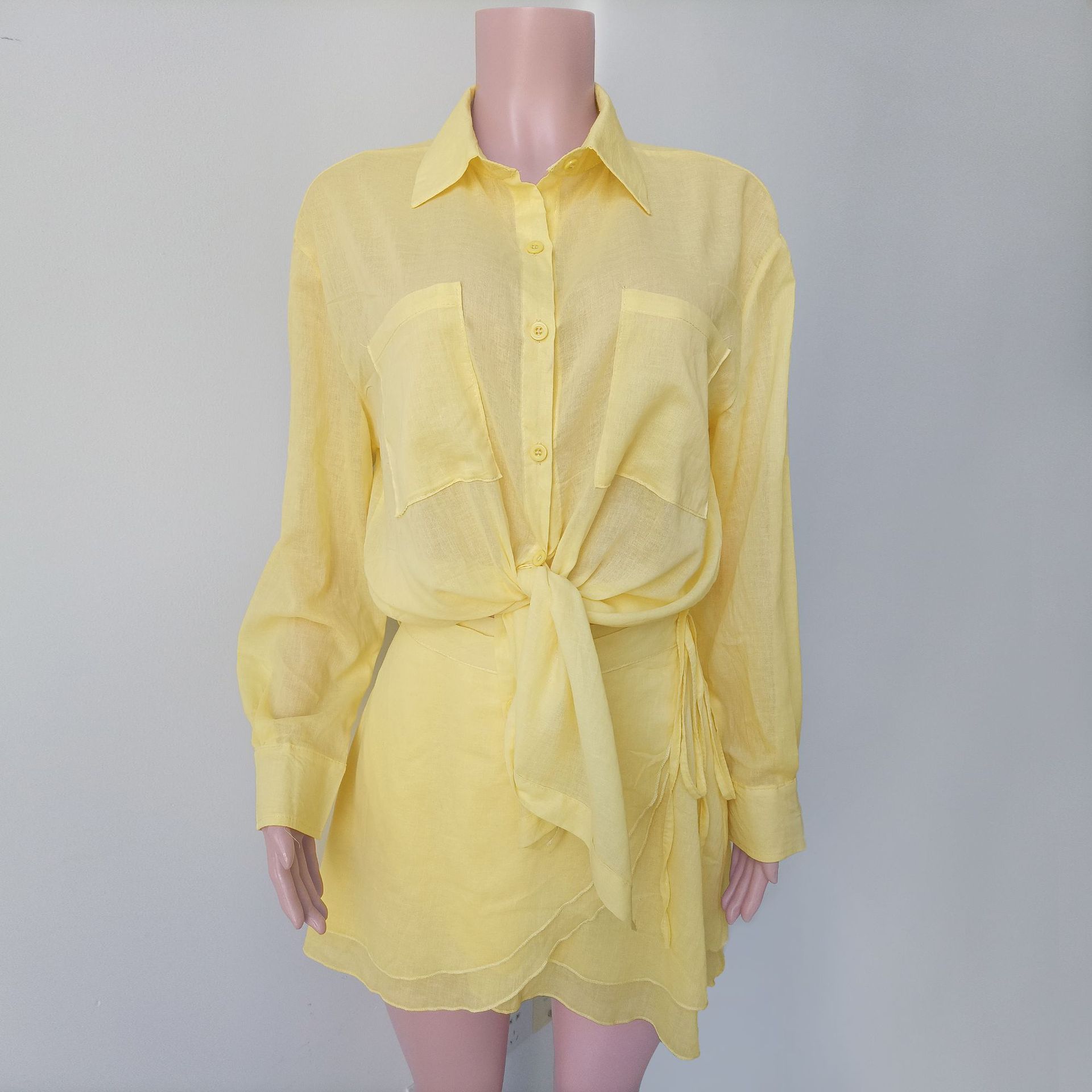 653衬衫短裙套装 黄色正