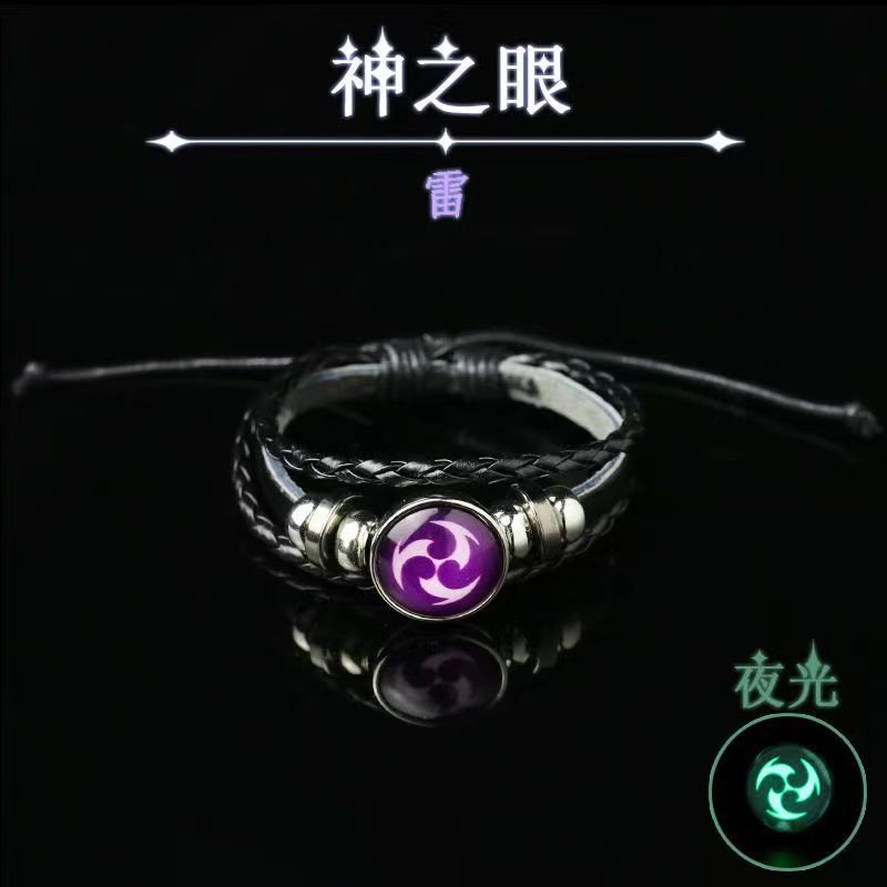 Original Dios tiempo periférico gema cuero negro luminoso anime juego ojo pulsera hombres y mujeres joyería en stock al por mayor
