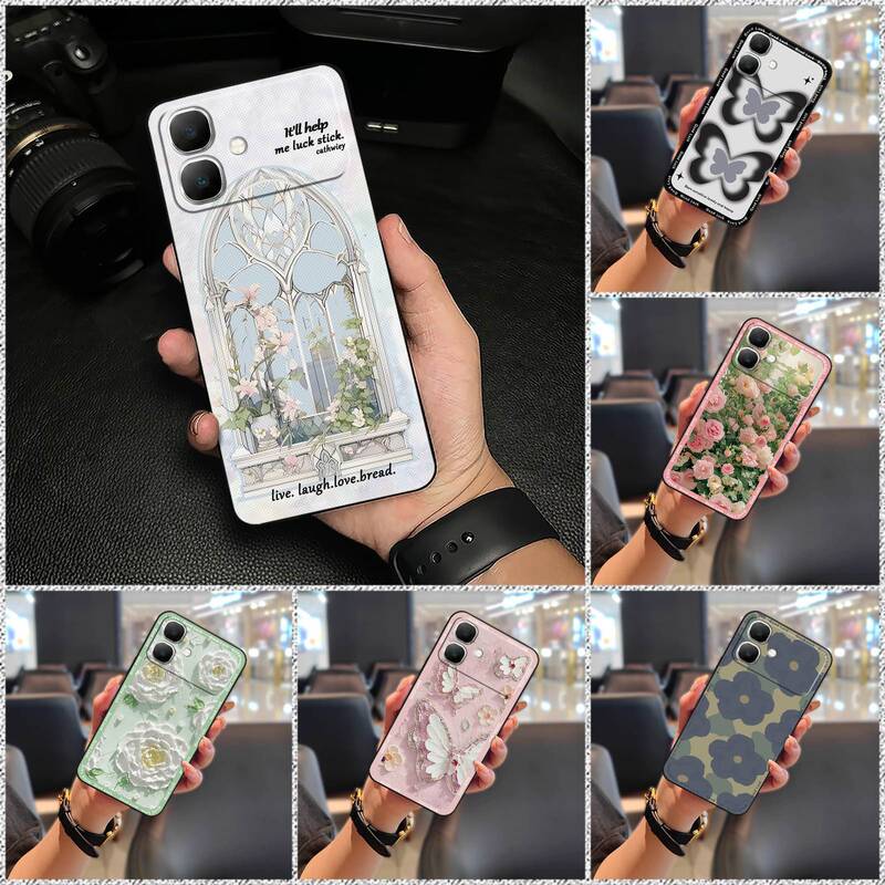 Suitable for Infinix Smart20/X6840 Mobile Phone Case, Simple Flower Creative Youthful Oil Painting Silicone Solid Color Female Case