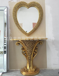French Retro Console Table, Home Decoration Desk, Partition Cabinet, Dressing Table, Gold and Silver Foil Furniture, European Antique Table