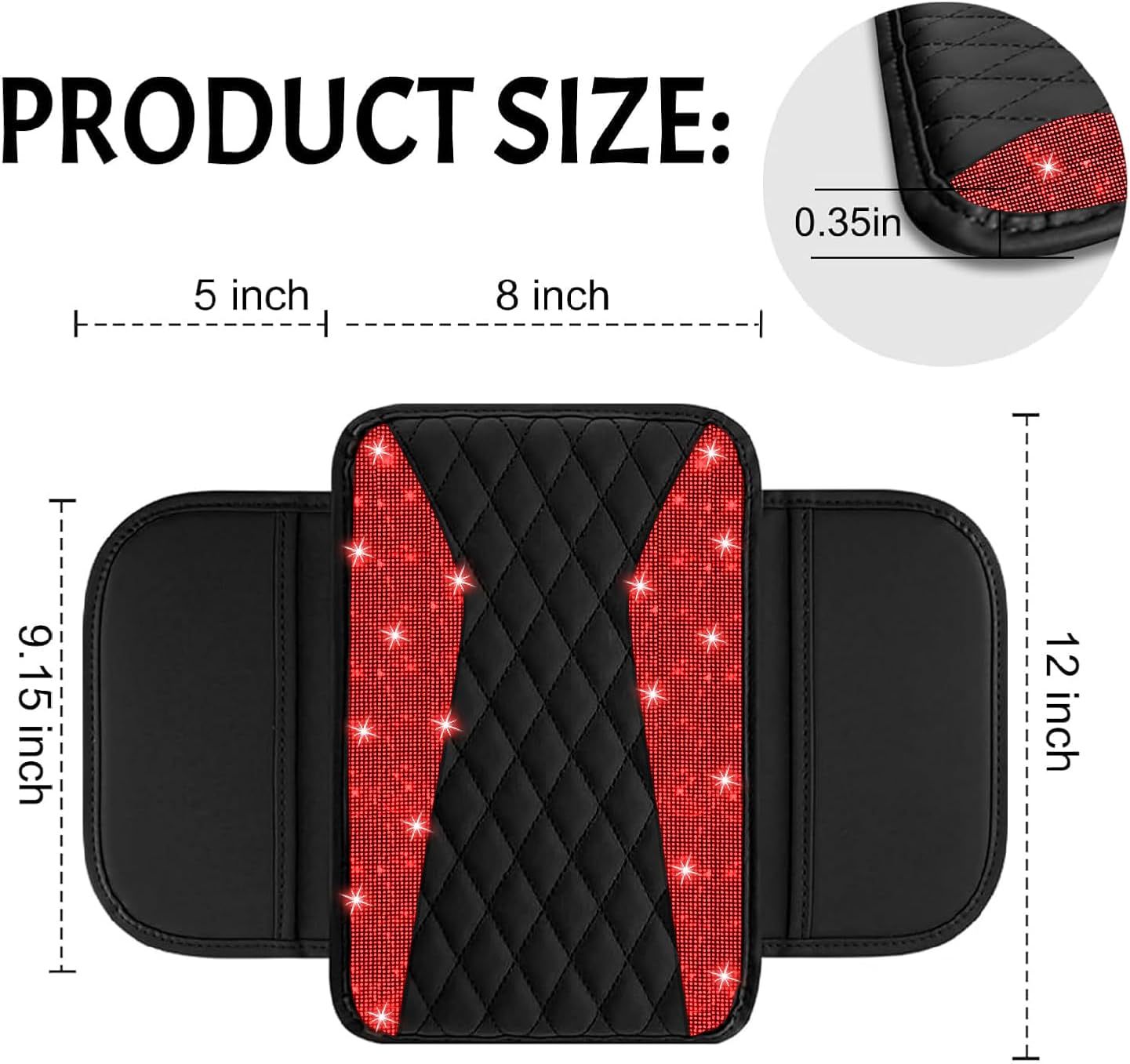 New Model Central Car Armrest Box Mat, Cross-Border Hot-Selling Diamond-Encrusted Height-Increasing Cushion Cover, Protective Cover with a High-End Feel, Car Accessories