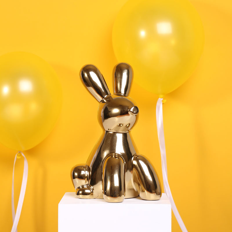 Cerámica moderna globo de oro conejo decoración de mesa decoración de la sala de estar moderna y simple