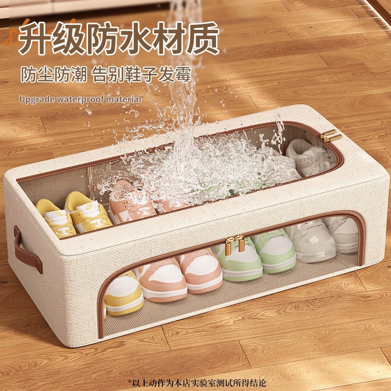 Caja Organizadora de Zapatos de Tela de Algodón Plegable y A Prueba de Polvo para Dormitorio