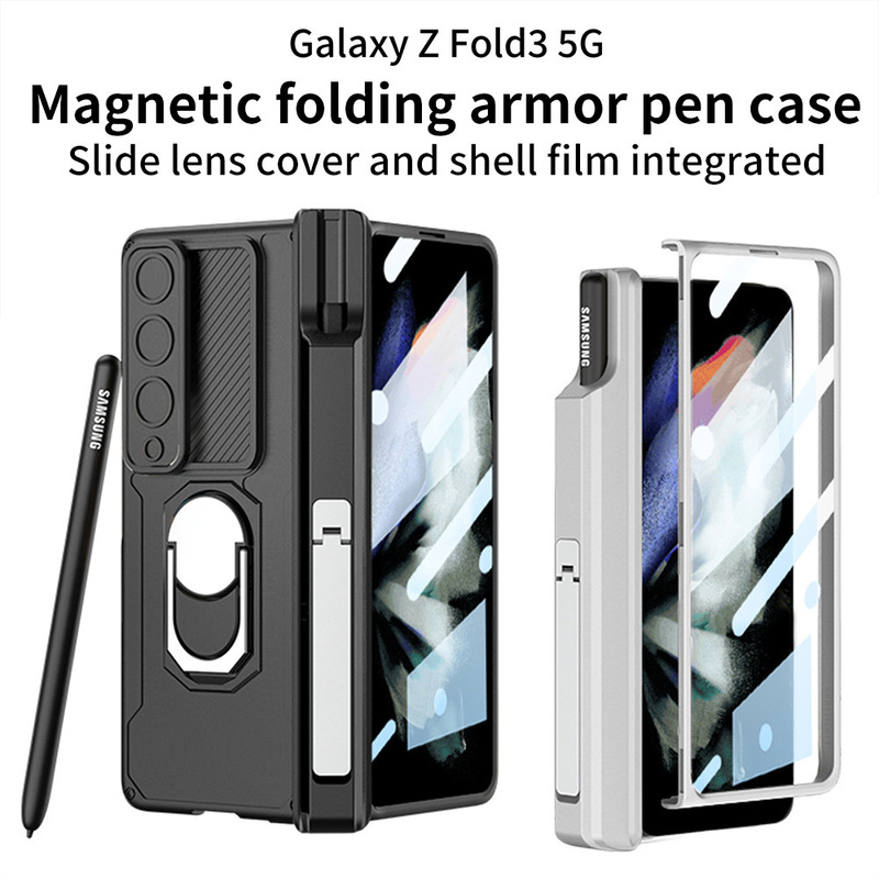 For Samsung Z Fold3 Phone Case Folding Hinge Creative Personalized Magnetic Bracket Armor Protective Cover fold3