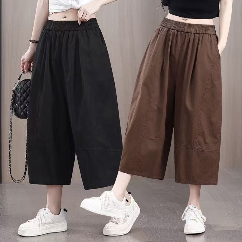 100% Pure Cotton Summer New Thin Cropped Pants for Women, Petite Loose Drapey Wide-Leg Casual Pants for Women 100% Pure Cotton Summer New Thin Cropped Pants for Women, Petite Loose Drapey Wide-Leg Casual Pants for Women