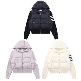 女装欧美潮流时尚冬季新款TB连帽针织袖羽绒服外套平替欧货速卖通