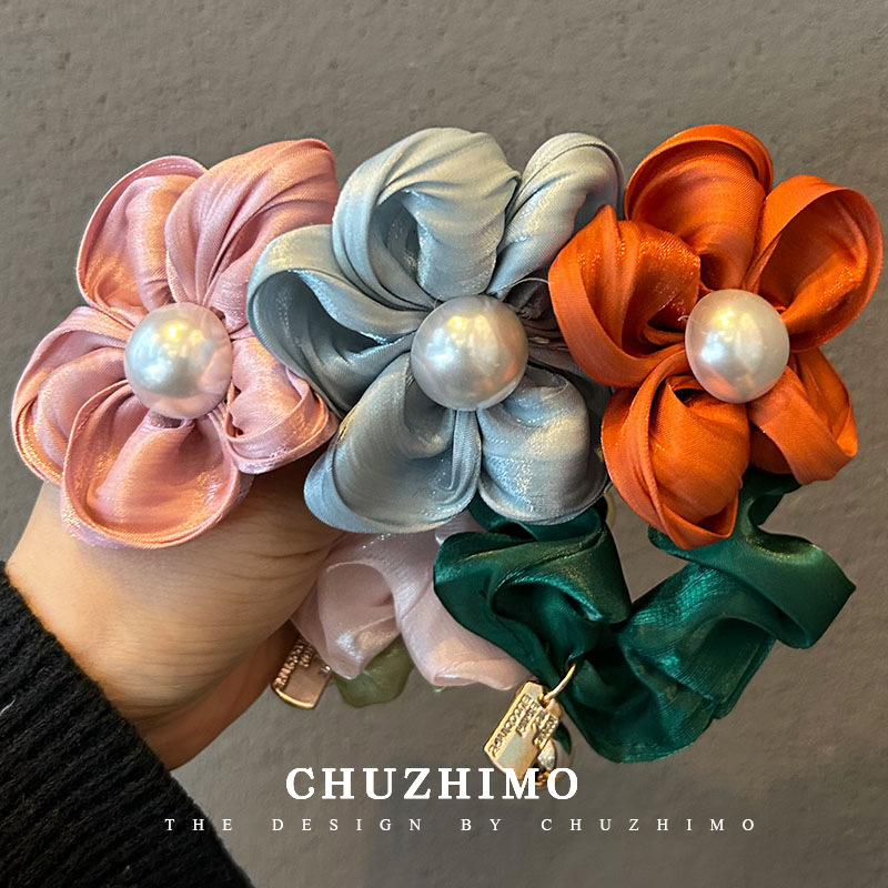 Cuerdas de cabeza de flores de alta sensación cabello de tocado duradero anillo de cabello de intestino grueso para mujeres 2024 nueva cuerda de cabello de cola de caballo de alta elasticidad