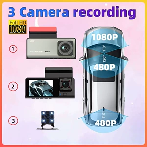 HD 1080P avtomobil önü, arxası, üç lensli A7 WiFi videoregistrator