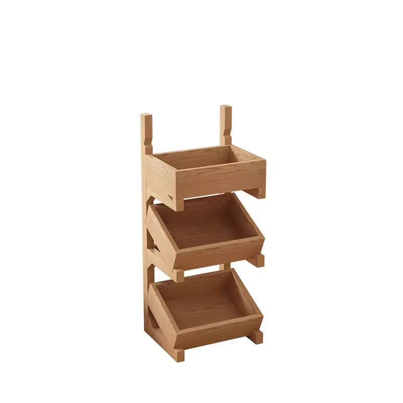 Estantes de madera sólida de almacenamiento de estantes de frutas y verduras de cocina comedor de bocadillos de sala de estar sofá estante de juguetes