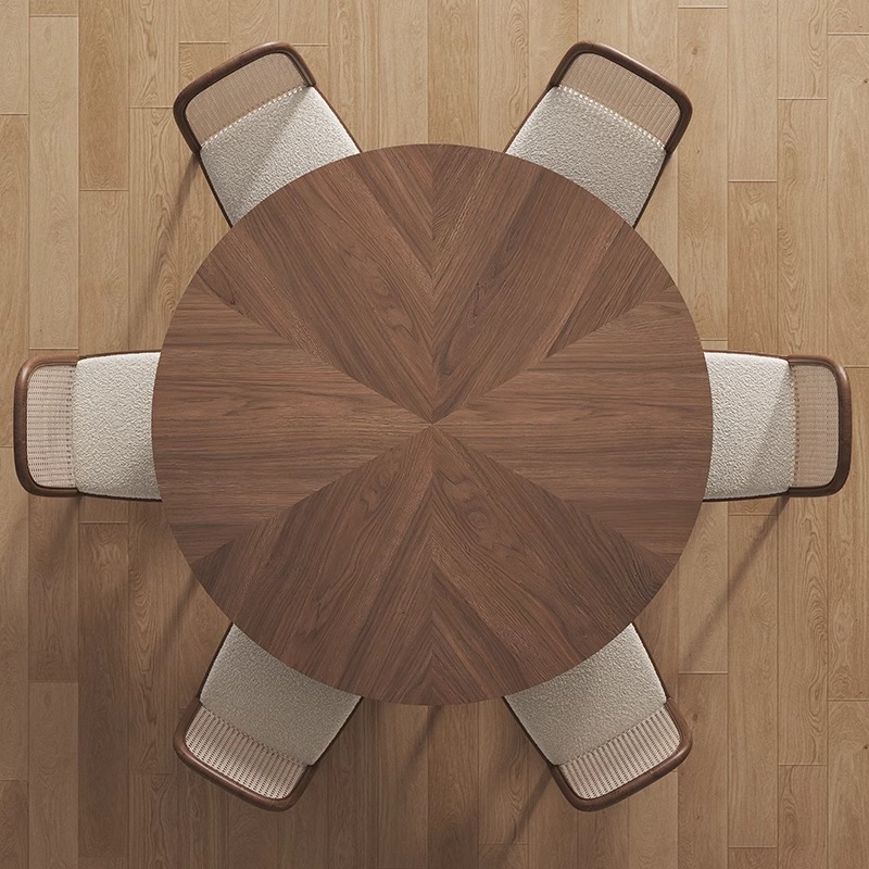 Nórdico estilo medieval redondo italiano mesa de comedor de madera de nuez tamaño de casa moderna simple mesa de comedor de alta calidad