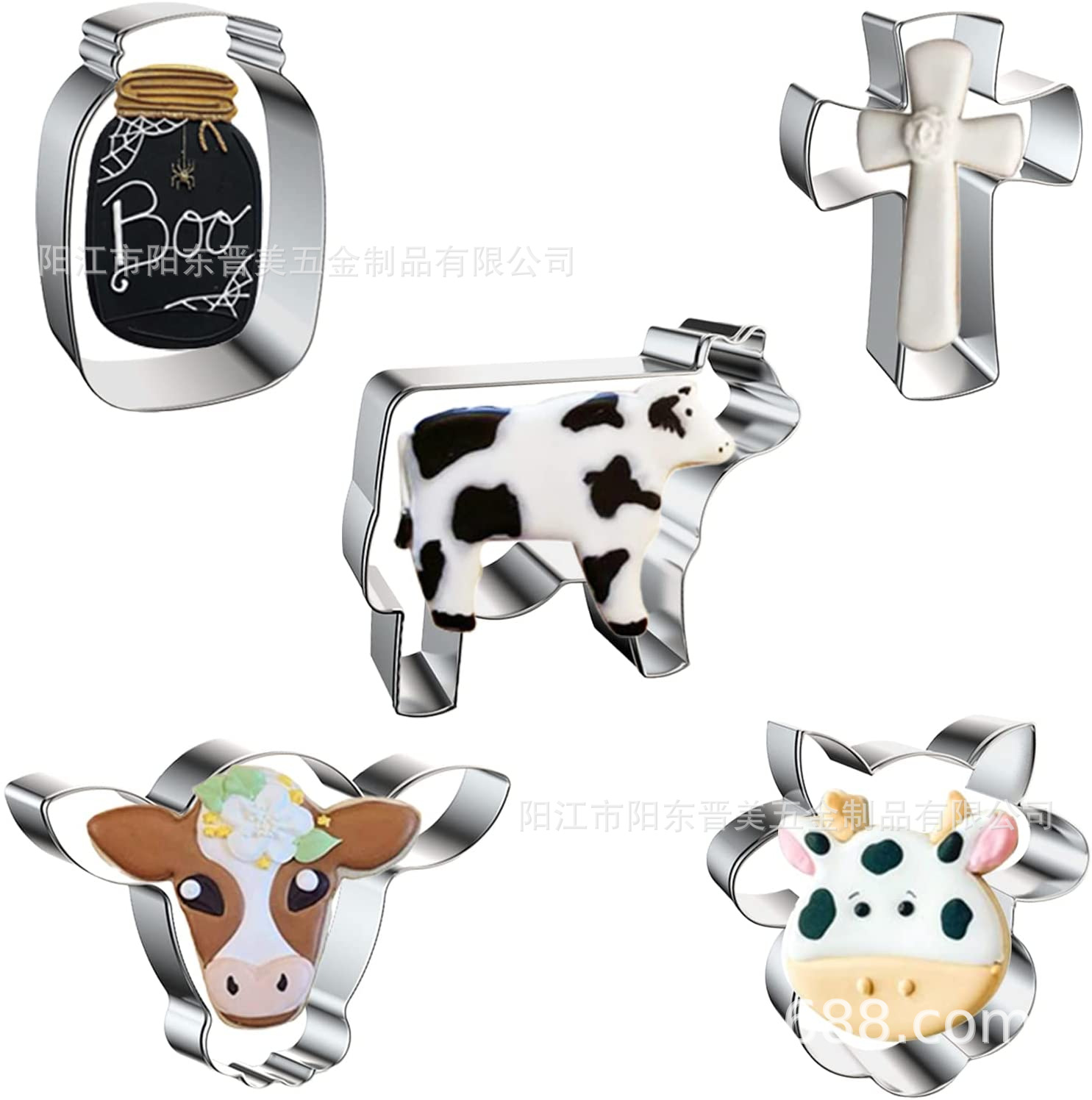 Cow Biscuit Mold Stainless Steel Cake Mold Baking Tools DIY Animal Fondant Cookie Impression Fruit Cutting Mold
