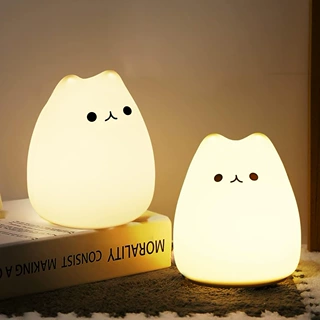 人气猫创意新款拍拍灯卡通硅胶氛围灯USB充电无线伴读触摸小夜灯