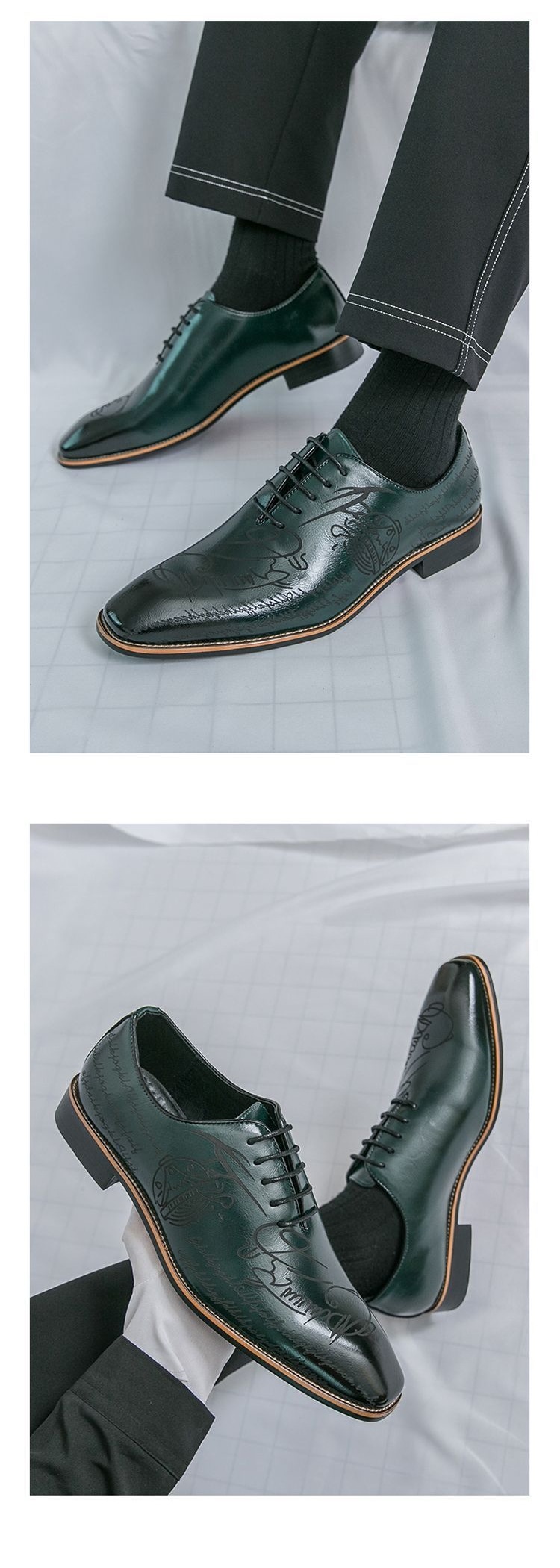 ShoeVault Nouvelles chaussures de ville et de mariage en cuir imprimé tendance et décontracté, style britannique, pointues, derby sculpté, pour hommes_voghion.com