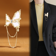 韩国个性设计褶皱镶钻蝴蝶胸针时尚高级感甜酷风西装别针衣饰饰品