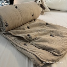 可机洗夏被刺绣空调被子夏季水洗棉奶油色夏凉被薄被子清仓爆款女