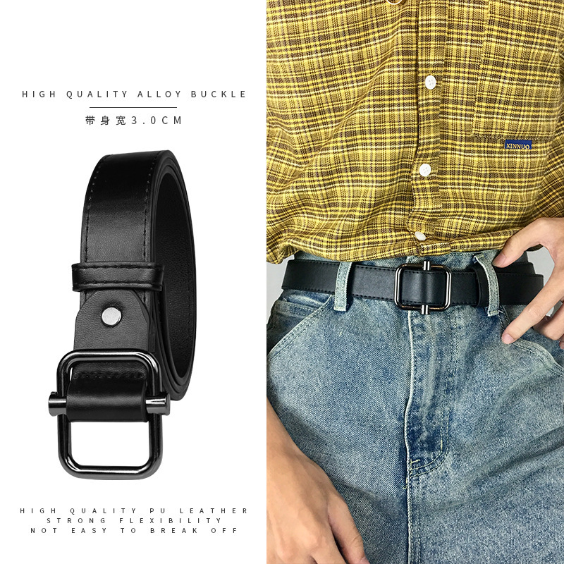 Men's Belt New Arrival Non-Hole Design Trendy Korean Style Trousers Belt Casual All-Match Student Fashion Simple Pants Belt for Women