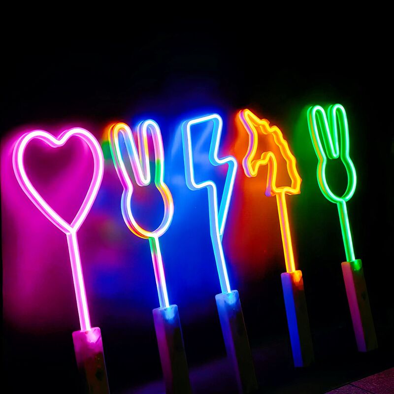 Led Neon Light Sticks Concert Cheering Sticks Birthday Heart-Shaped Handheld Bar Children's Glowing Toys for Stalls