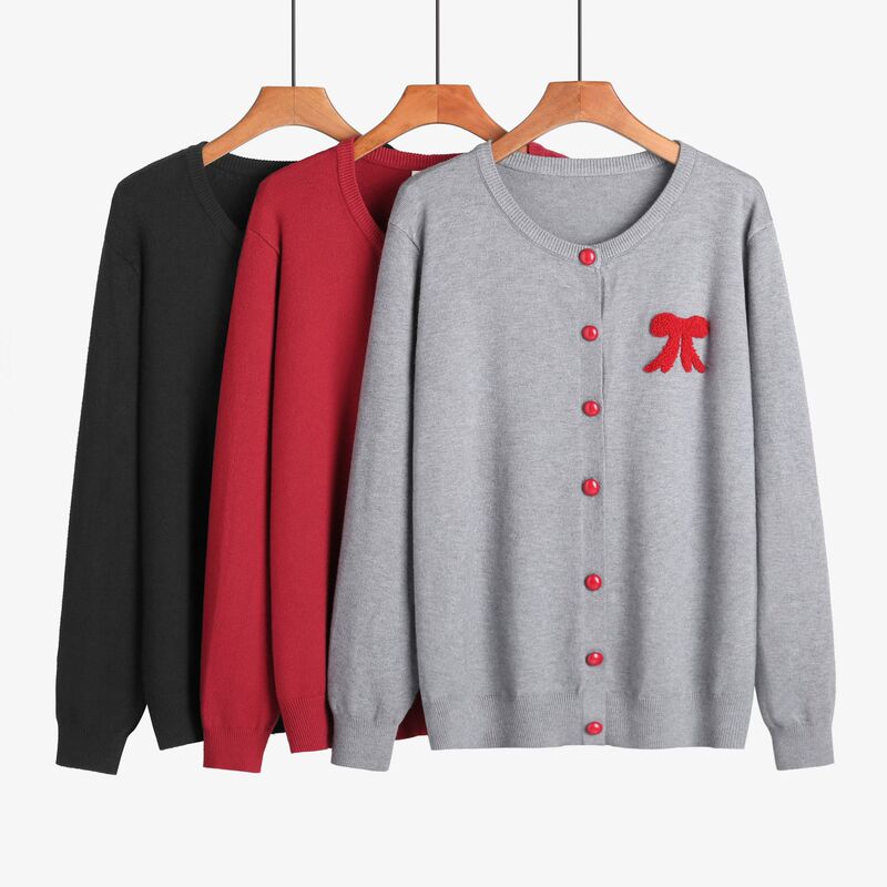 Hot Girl Plus-Size Top Retro Towel Embroidery Color-Block Knit Cardigan Women's Spring 2026 New Loose Sweater Jacket