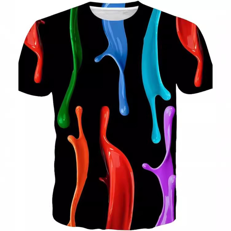 2024 Cross-Border Amazon Hot 3D Digital Printing Planet Galaxy Graffiti Unisex Round Neck Short-Sleeved T-Shirt