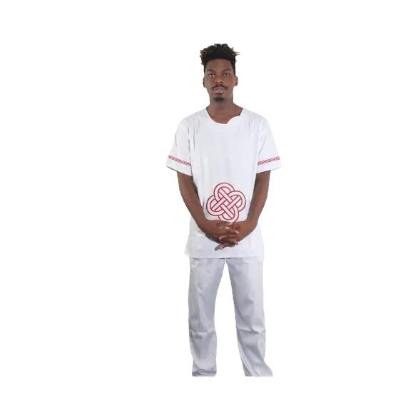 Round neck embroidered fashionable plus size men's short sleeved+long pants two-piece set_voghion.com